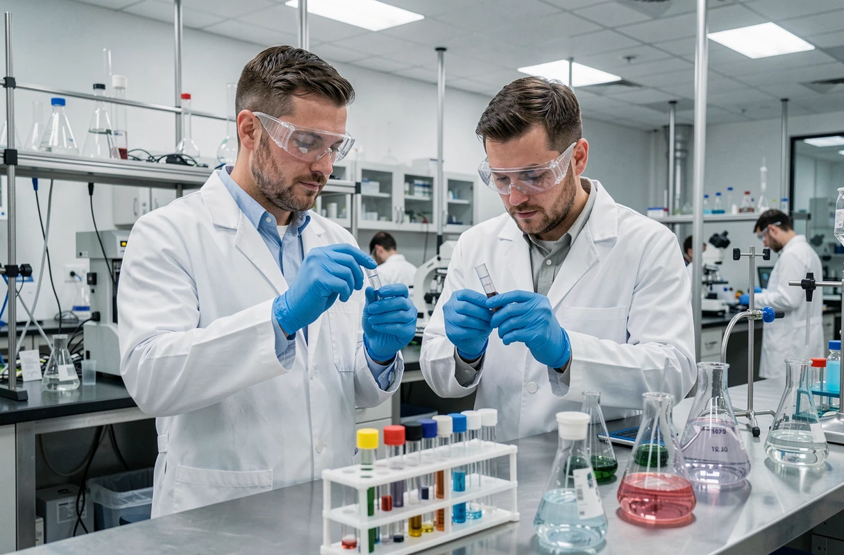 Chercheurs pharmaceutiques analysant des échantillons en laboratoire dans le cadre des nouvelles avancées du secteur
