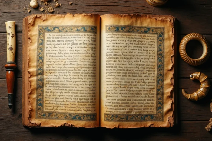 Manuscrit runique viking ancien avec inscriptions nordiques évoquant les derniers mots et la légende de Ragnar Lothbrok